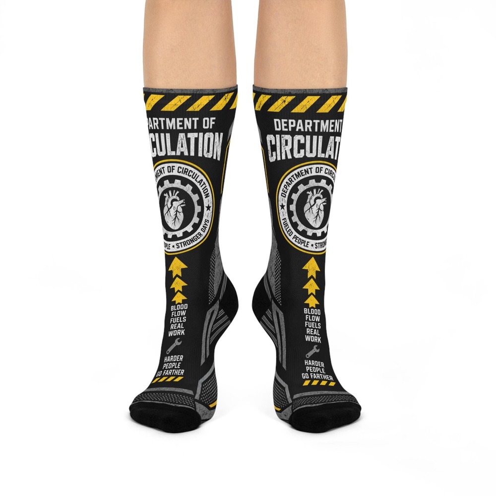 Dept of Circulation Industrial Work Socks Cushioned Crew Black Yellow One Size